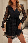 Buttoned Empire Waist Lace Dress Casual Dresses - Tophatter Daily Deals