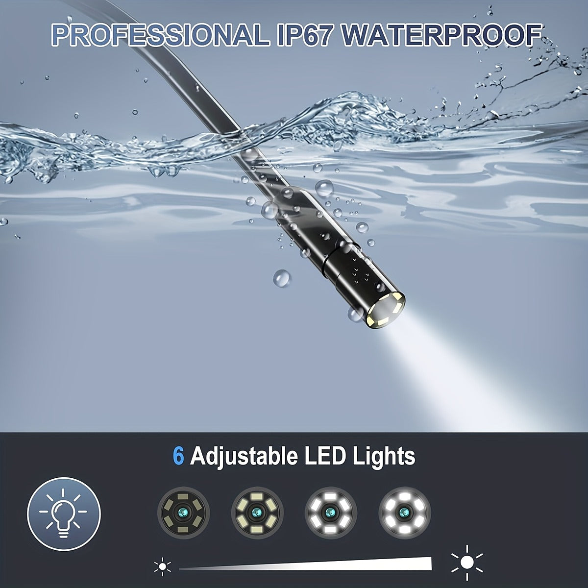 2.4 Inch Screen Endoscope Inspection Camera, 1080p with 6 Adjustable LEDs and IP67 Probe Cameras & Drones - Tophatter Daily Deals