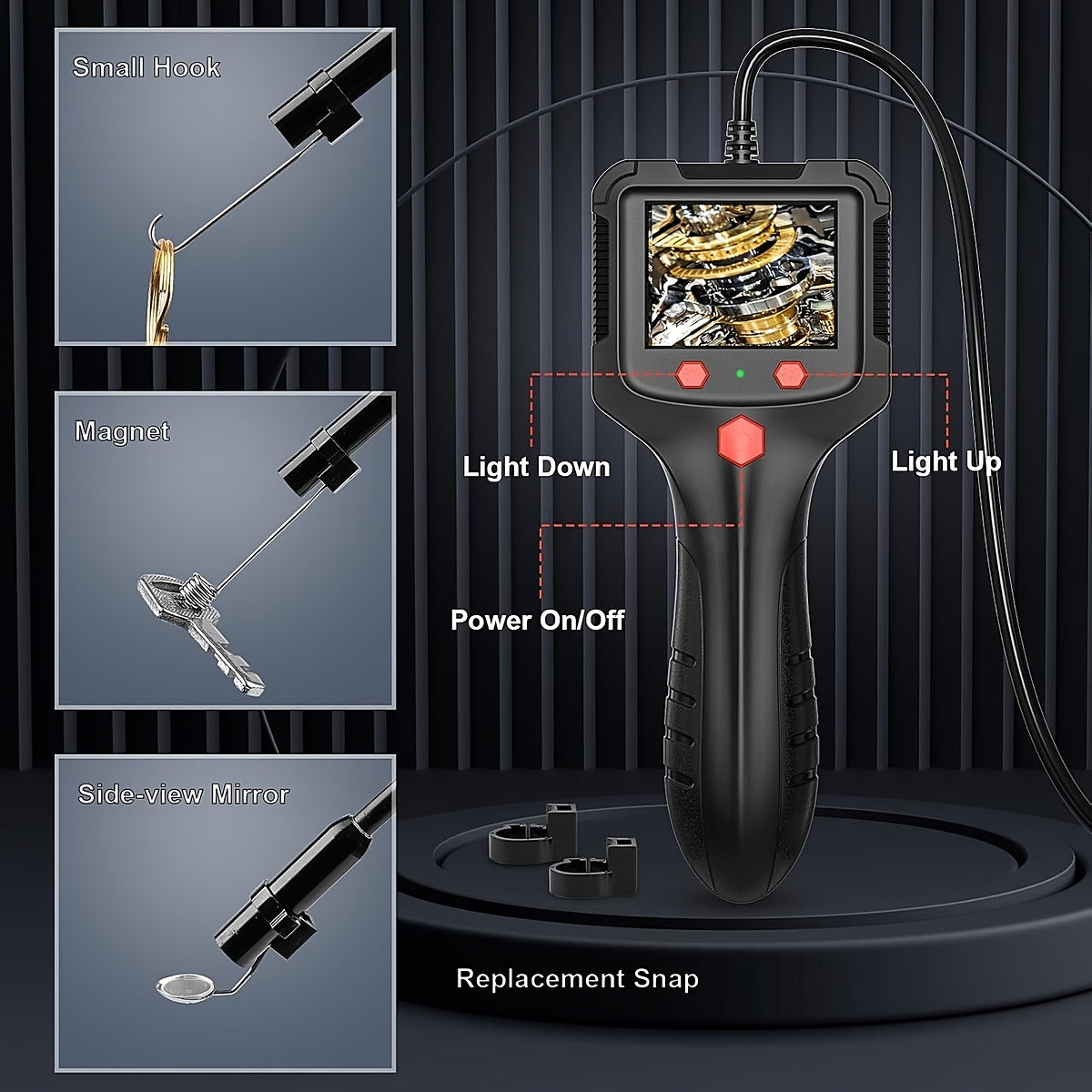 2.4 Inch Screen Endoscope Inspection Camera, 1080p with 6 Adjustable LEDs and IP67 Probe Cameras & Drones - Tophatter Daily Deals