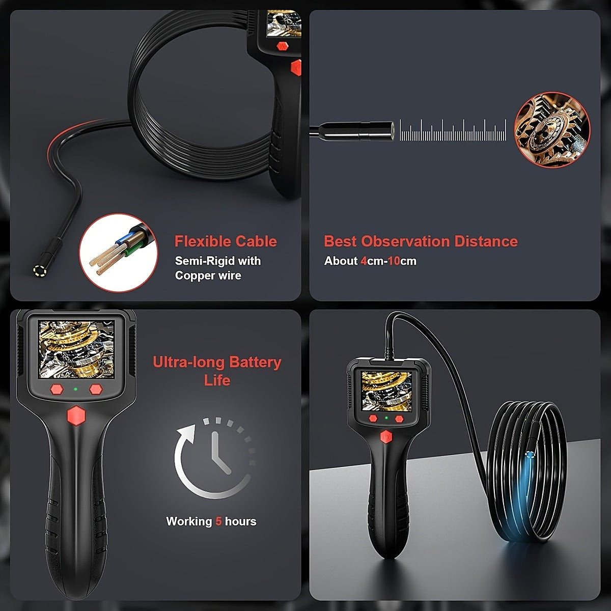 2.4 Inch Screen Endoscope Inspection Camera, 1080p with 6 Adjustable LEDs and IP67 Probe Cameras & Drones - Tophatter Daily Deals