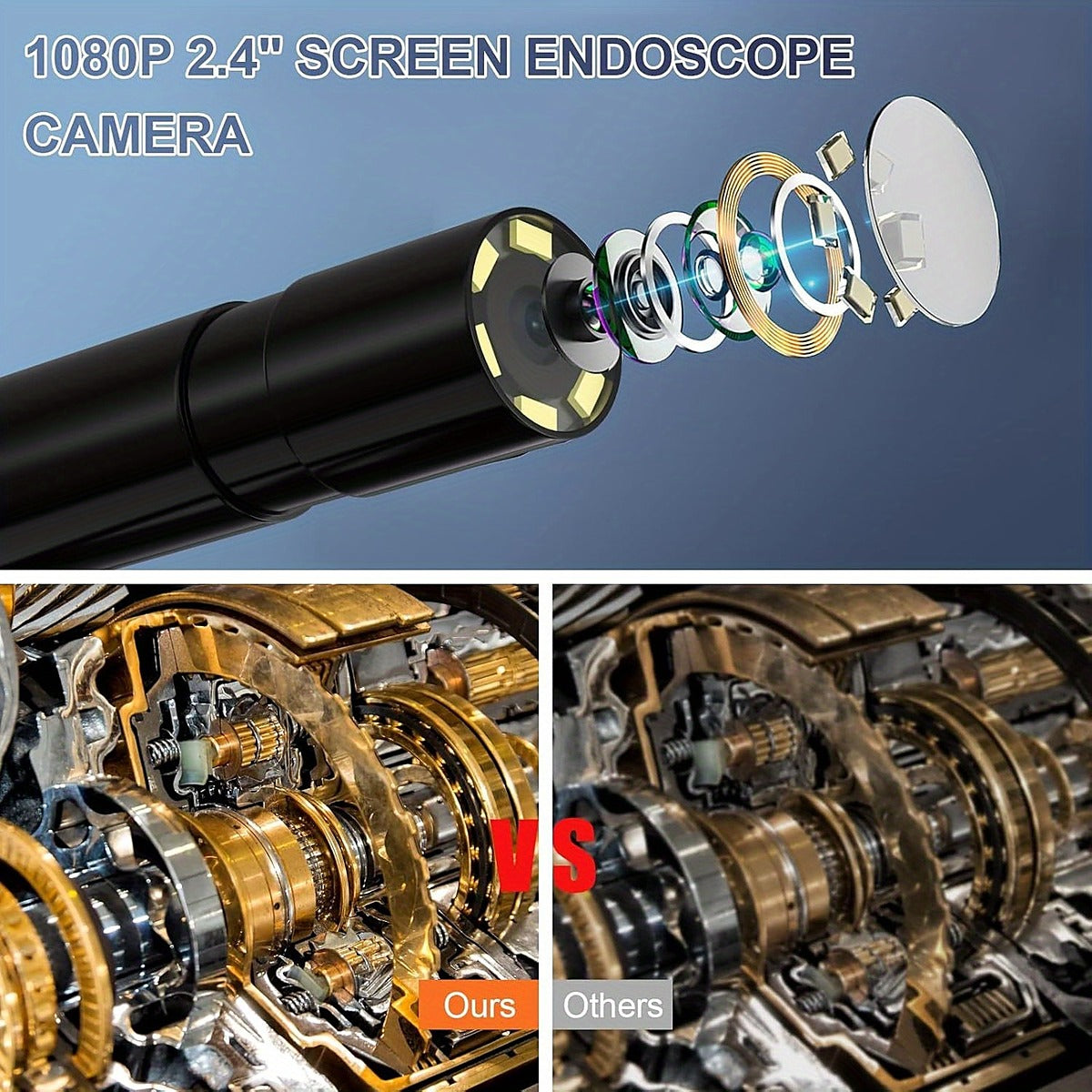 2.4 Inch Screen Endoscope Inspection Camera, 1080p with 6 Adjustable LEDs and IP67 Probe Cameras & Drones - Tophatter Daily Deals
