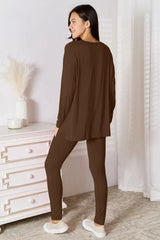 Basic Bae Full Size V-Neck Soft Rayon Long Sleeve Top and Pants Lounge Set Loungewear Sets - Tophatter Daily Deals