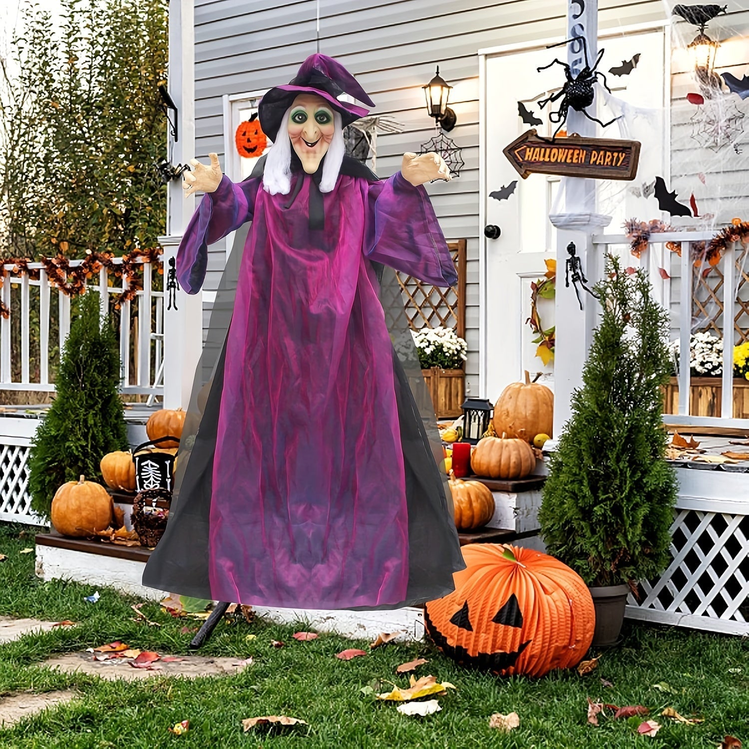 Animated Hanging Witch with Light-Up Eyes Halloween - Tophatter Daily Deals