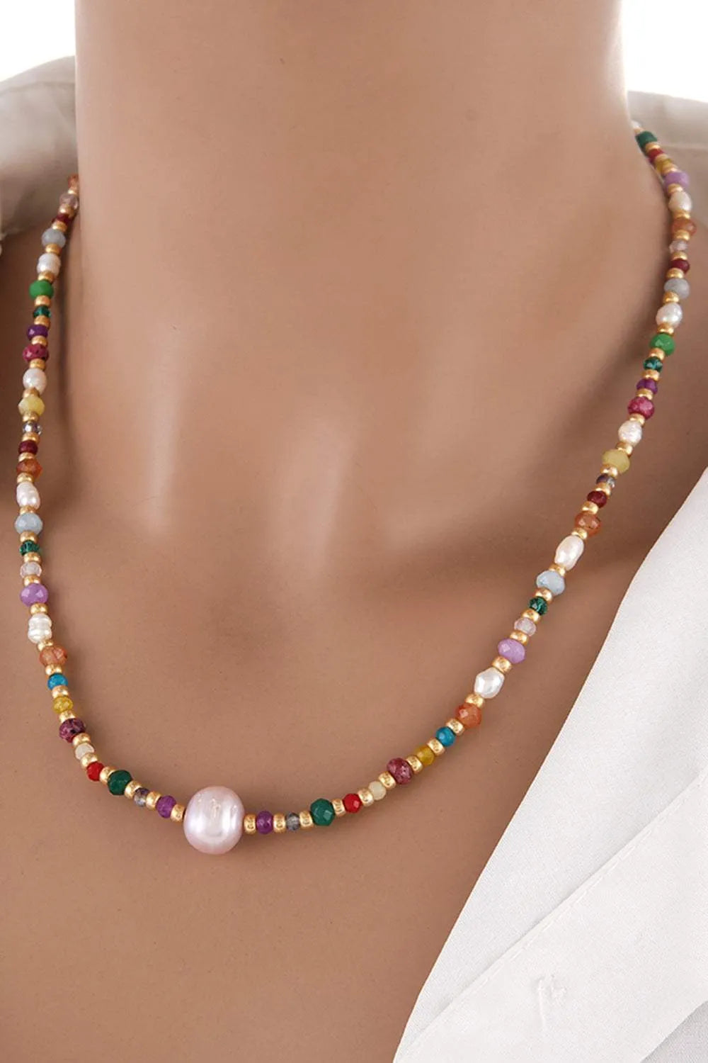 Multicolored Bead Necklace Necklaces - Tophatter Daily Deals