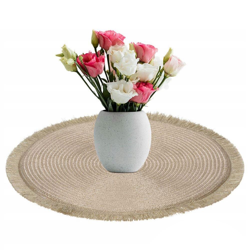 Champagne Gold Round Placemat | Woven Gold Shimmer Table Place Mat - 35cm Placemat - Tophatter Daily Deals