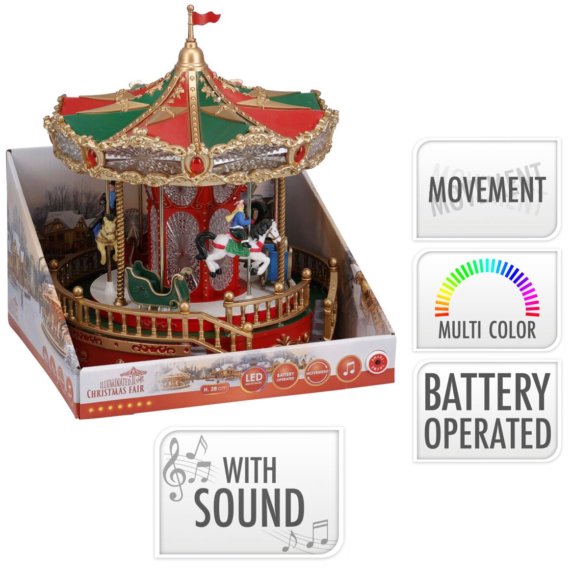 LED Christmas Fair Carousel | Rotating Musical Illuminated Carousel Ornament Musical Decoration - Tophatter Daily Deals