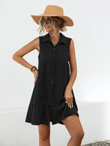 Button Up Sleeveless Mini Dress Casual Dresses - Tophatter Daily Deals