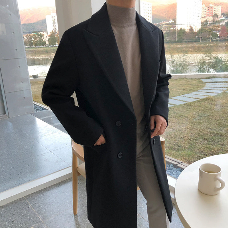 Warm Men's Mid-Length Coat - Tailored Notch, Wool, City Black 3D Changing Face Moving Picture Frame - Tophatter Daily Deals