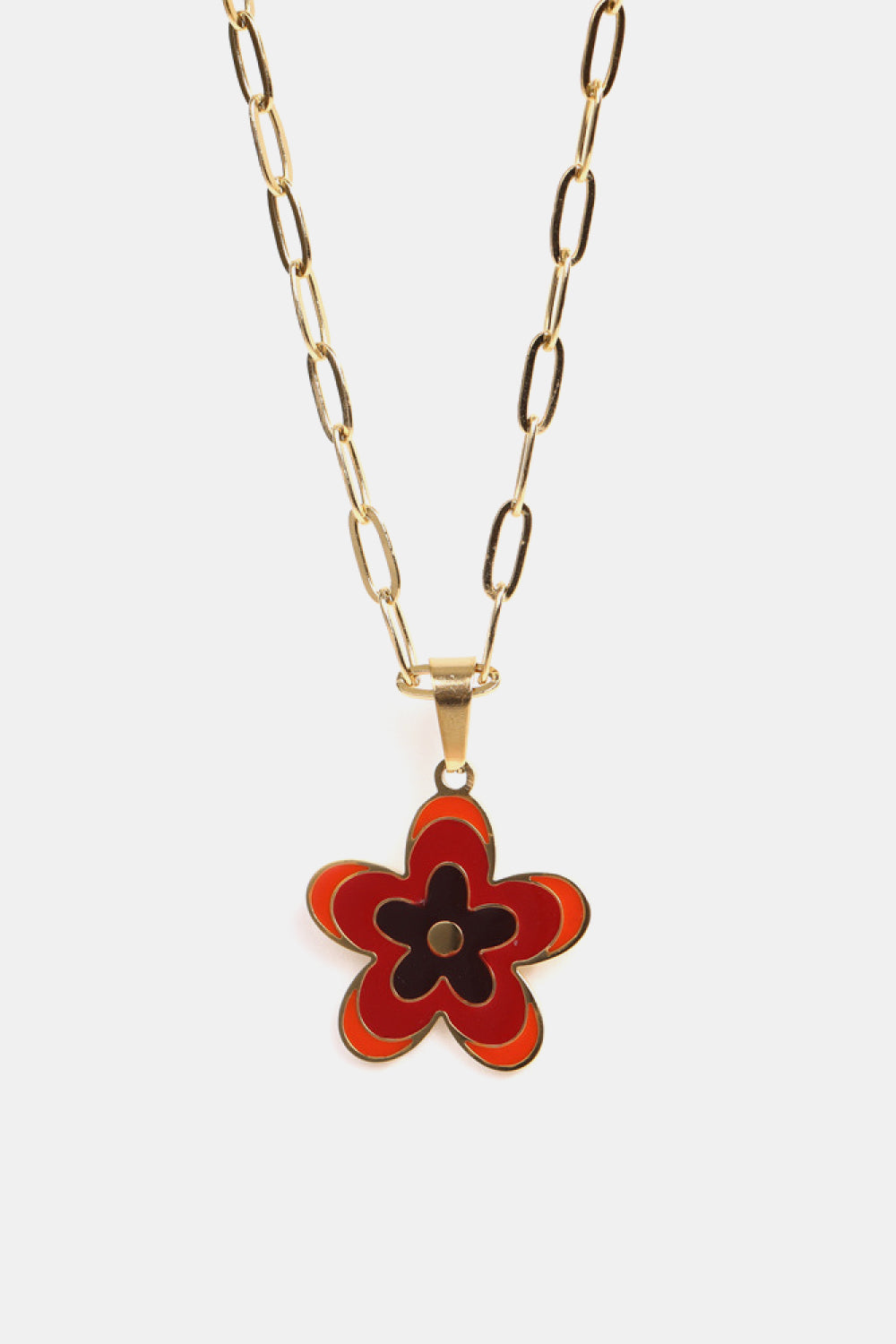 Flower Pendant Stainless Steel Necklace Deep Red One Size Necklaces - Tophatter Daily Deals