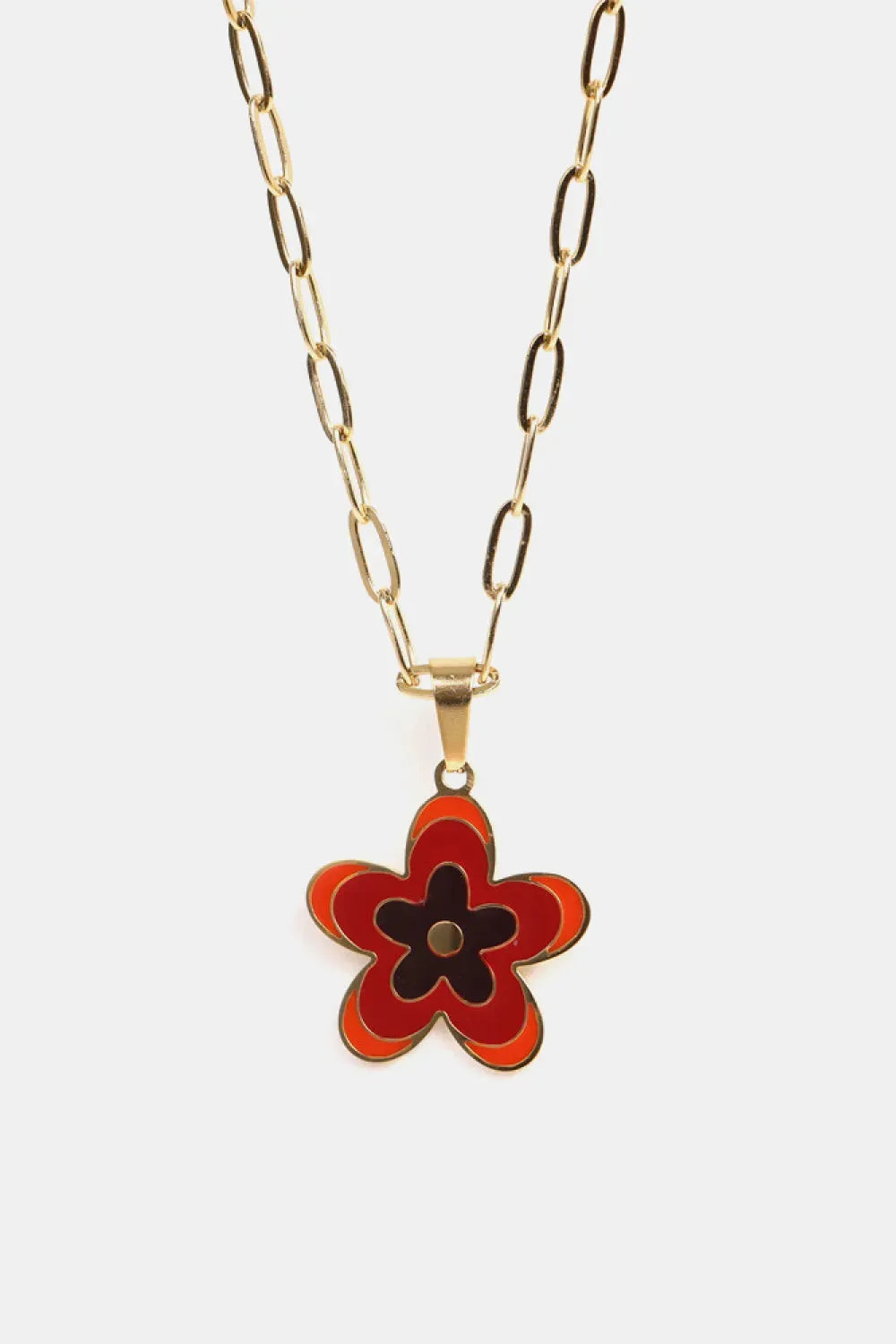 Flower Pendant Stainless Steel Necklace Deep Red One Size Necklaces - Tophatter Daily Deals