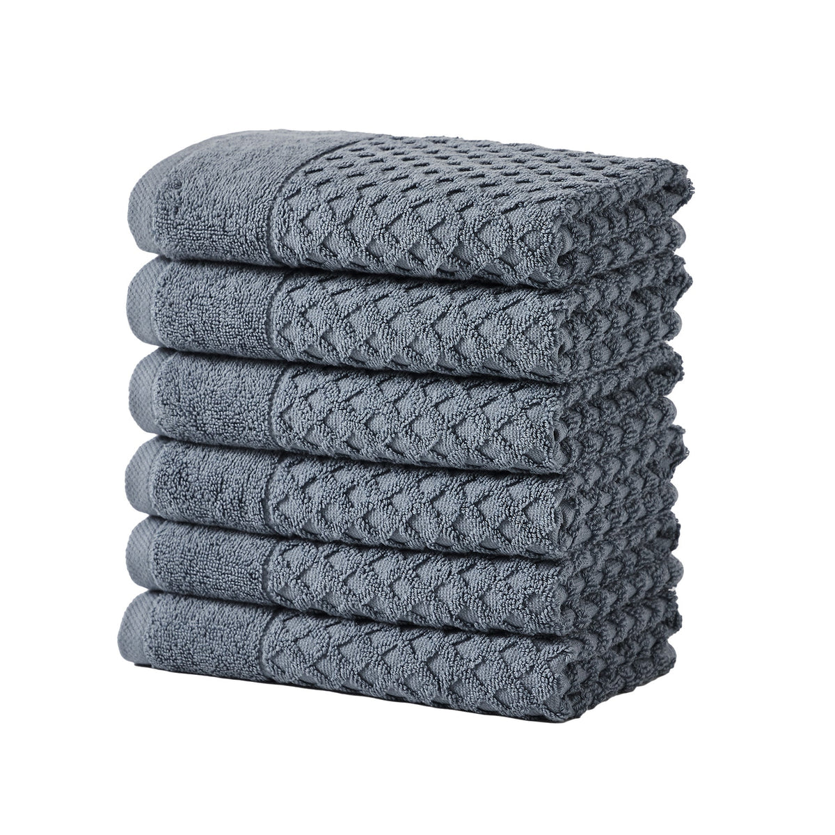 Cotton Diamond Waffle Weave Bath Towel Set - Grayson Collection Hand Towel (Pack of 6) Blue Bath - Tophatter Daily Deals