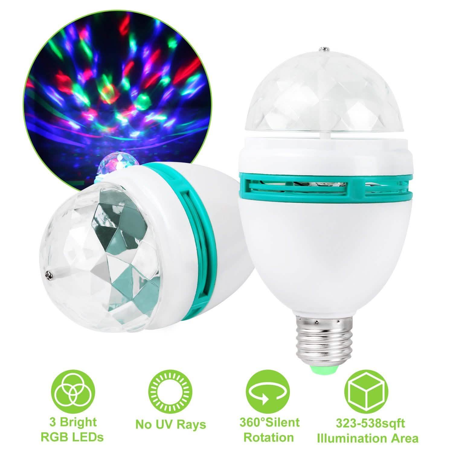 E27 3W Rotating RGB LED Light Bulb Indoor Lighting - Tophatter Daily Deals