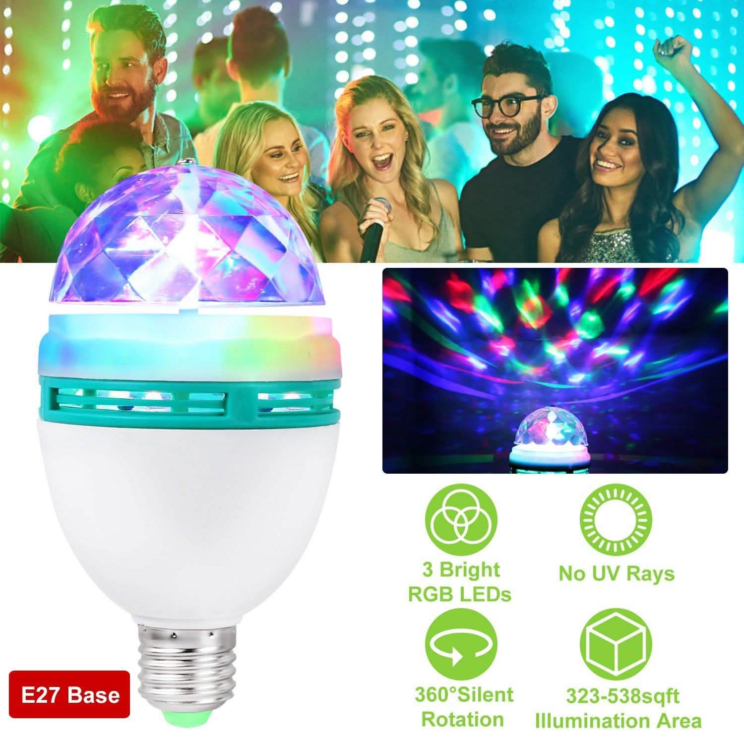 E27 3W Rotating RGB LED Light Bulb Indoor Lighting - Tophatter Daily Deals