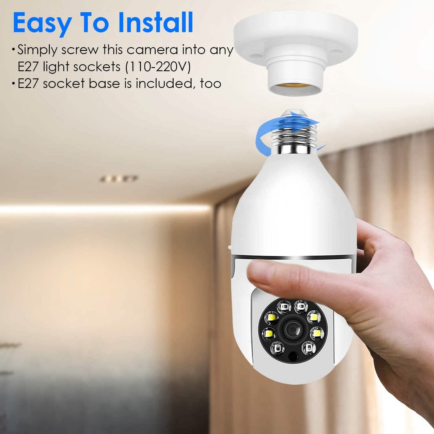 E27 WiFi Bulb Camera 1080P FHD WiFi IP Pan Tilt Security Surveillance Camera Smart Home & Security - Tophatter Daily Deals