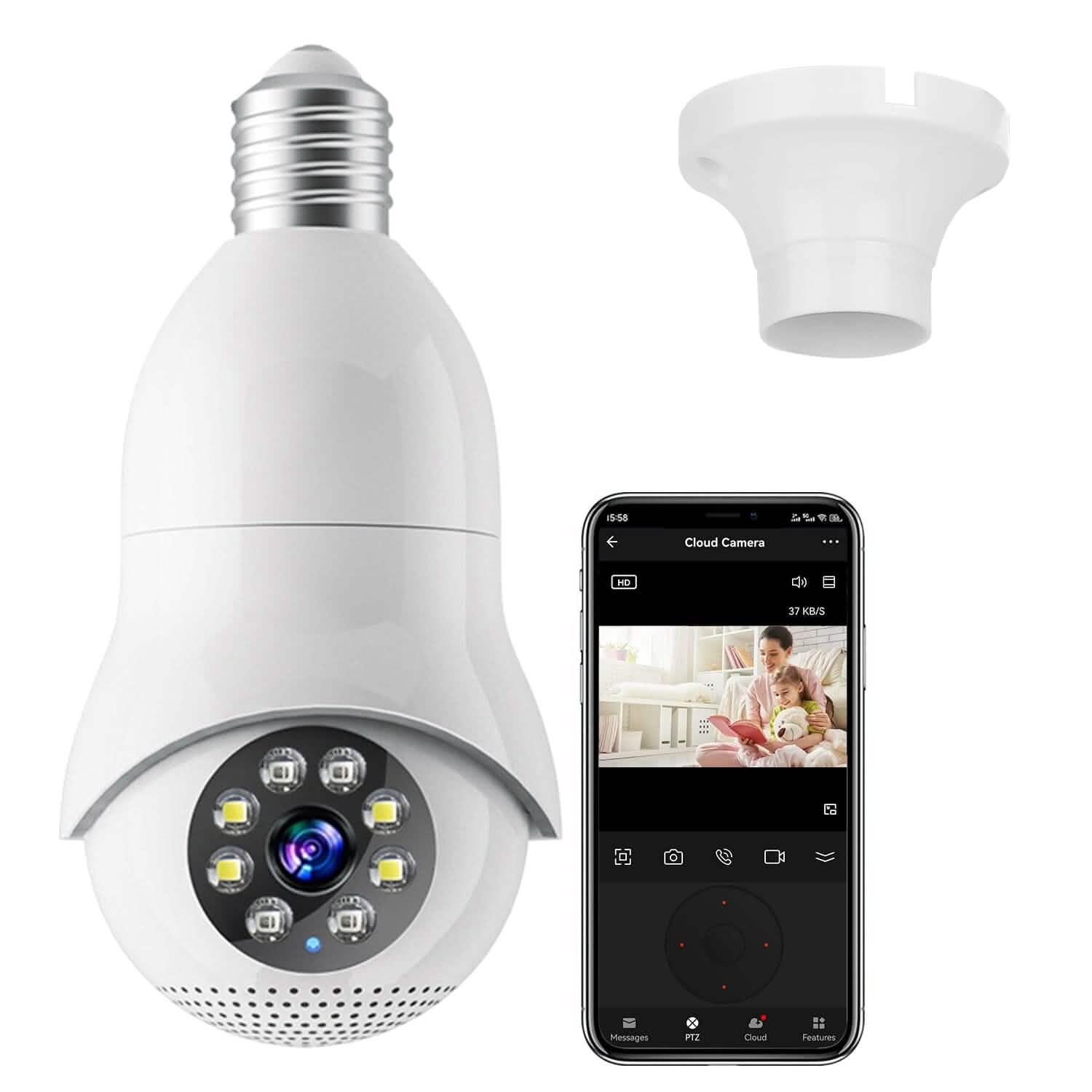 E27 WiFi Bulb Camera 1080P FHD WiFi IP Pan Tilt Security Surveillance Camera Smart Home & Security - Tophatter Daily Deals