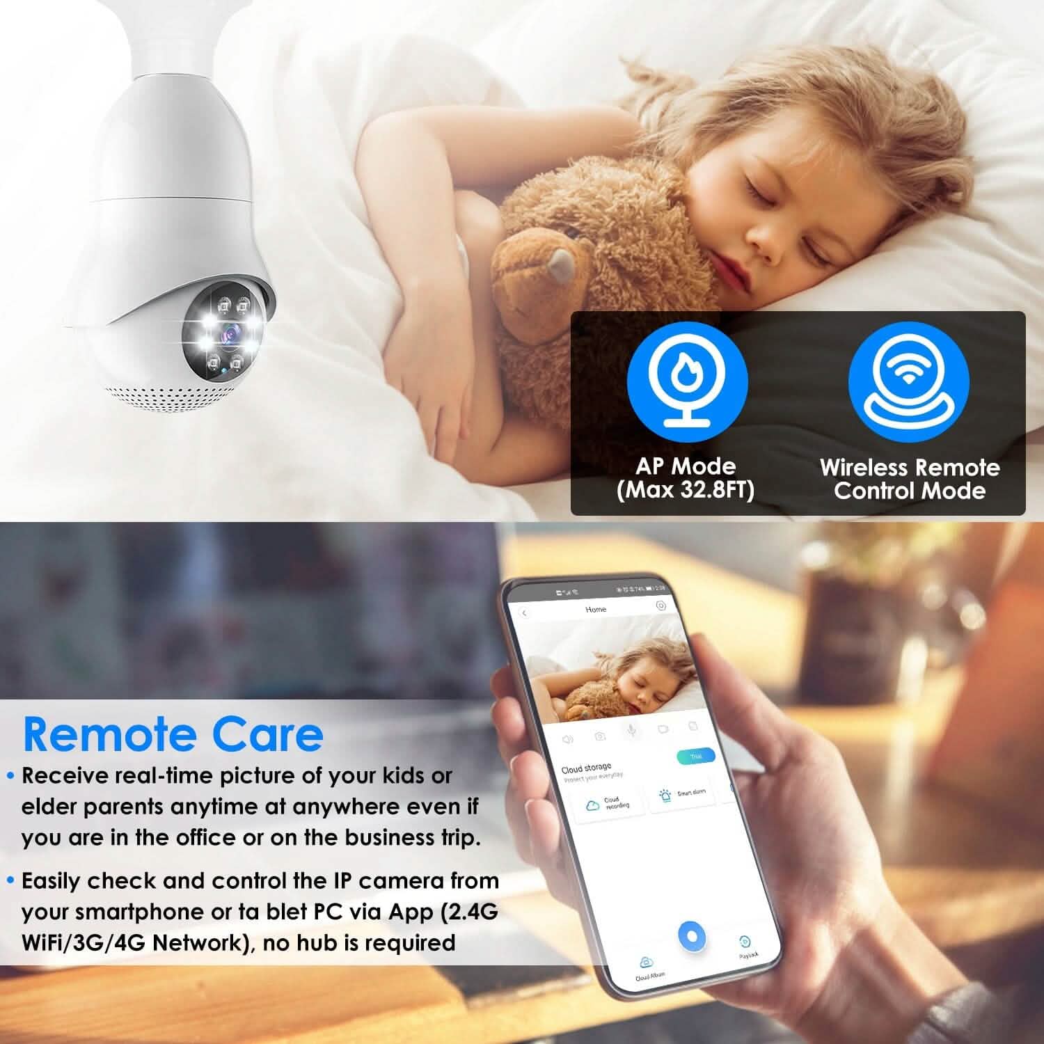 E27 WiFi Bulb Camera 1080P FHD WiFi IP Pan Tilt Security Surveillance Camera Smart Home & Security - Tophatter Daily Deals