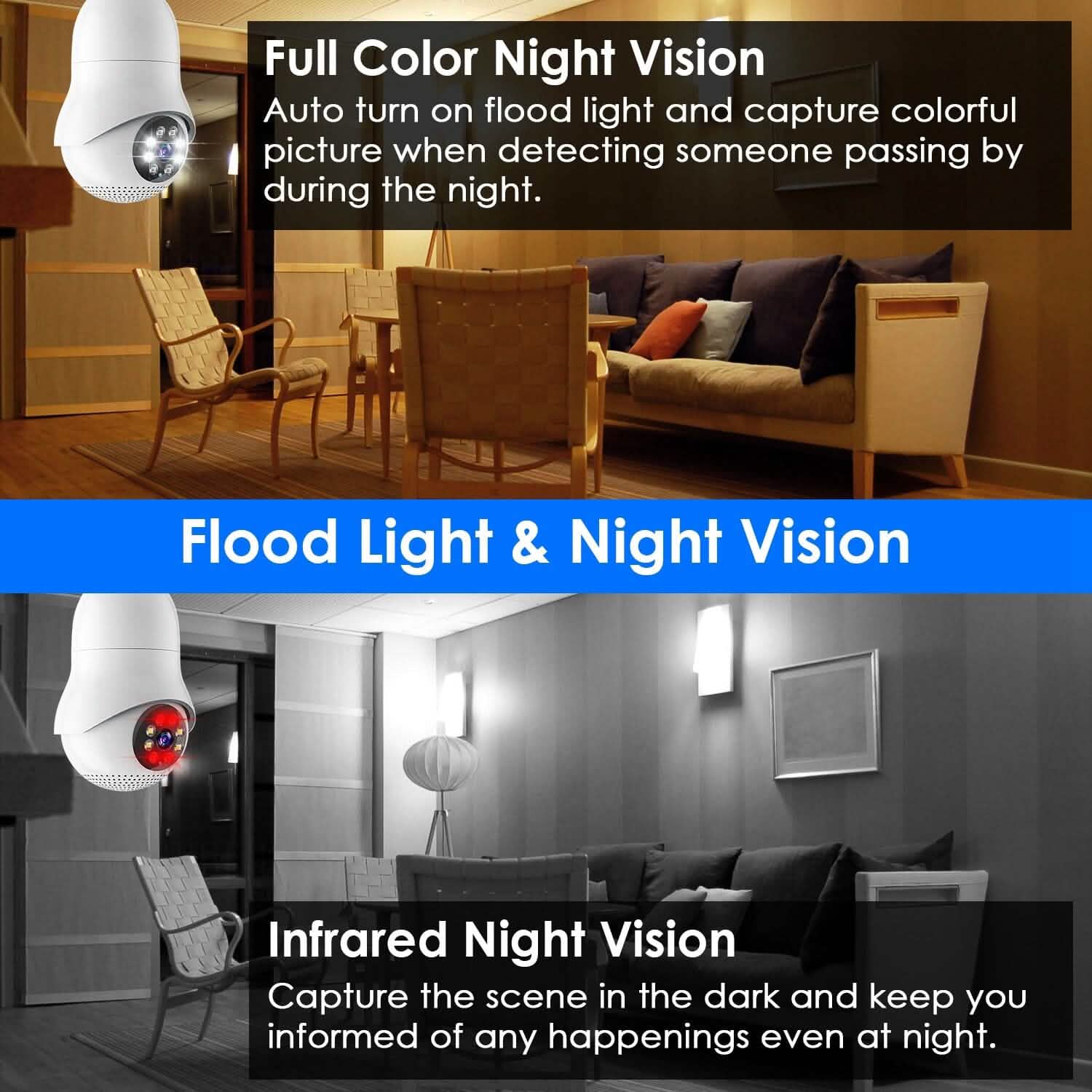 E27 WiFi Bulb Camera 1080P FHD WiFi IP Pan Tilt Security Surveillance Camera Smart Home & Security - Tophatter Daily Deals