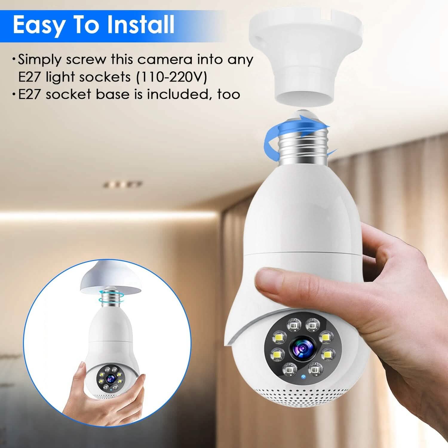 E27 WiFi Bulb Camera 1080P FHD WiFi IP Pan Tilt Security Surveillance Camera Smart Home & Security - Tophatter Daily Deals
