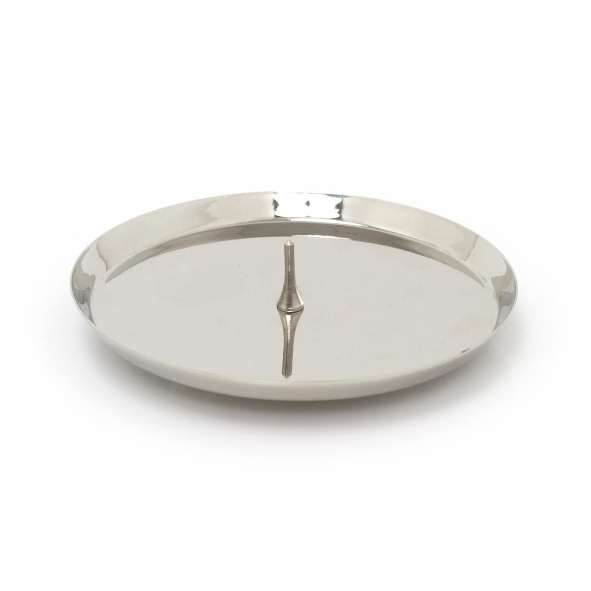Silver Round Metal Spike Candle Holder Pillar Candle Plate Stand 10cm Candle Holder - Tophatter Daily Deals