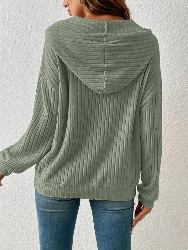 Soft Relaxed Women's Hooded Pullover - Ribbed Knit, Casual 3D Changing Face Moving Picture Frame - Tophatter Daily Deals