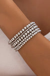 Silvery 5pcs Solid Color Beaded Bracelet Set Bracelets - Tophatter Daily Deals