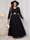 Plus Size Cutout V-Neck Long Sleeve Maxi Dress Casual Dresses - Tophatter Daily Deals