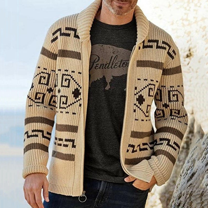 Insulating Men's Zip Cardigan - Shawl Collar Knit, Layering 3D Changing Face Moving Picture Frame - Tophatter Daily Deals