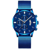 Mens Business Luxury Watches For Men Mesh Band Quartz Watch Blue Blue Watches - Tophatter Daily Deals