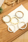 White 5pcs Bohemian Flower Beads Bracelet Bracelets - Tophatter Daily Deals