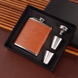7oz Stainless Steel Bottle Set Portable Gift Box Black Core Yellow Skinned Old 0 - Tophatter Daily Deals