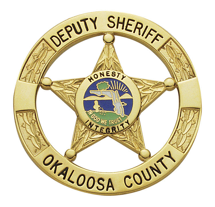 E3010A - Custom Engraved Badge by Smith & Warren - Tophatter's Weapons'N'Deals Circular 5 Point Stars - Tophatter Daily Deals