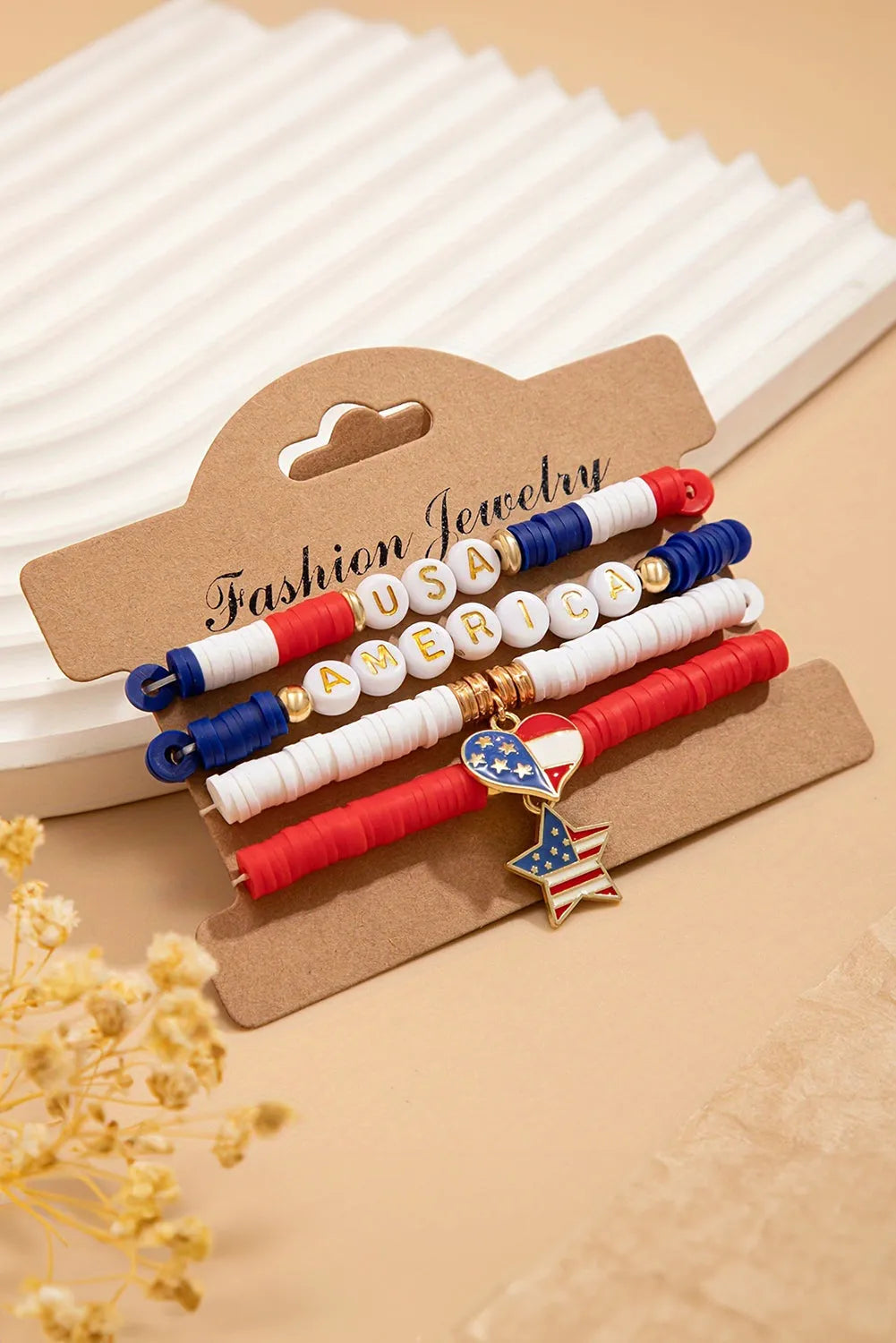 Dark Blue 4pcs USA Flag Star Heart Decor Bracelet Sets Dark Blue ONE SIZE Alloy Bracelets - Tophatter Daily Deals