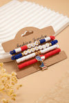 Dark Blue 4pcs USA Flag Star Heart Decor Bracelet Sets Dark Blue ONE SIZE Alloy Bracelets - Tophatter Daily Deals