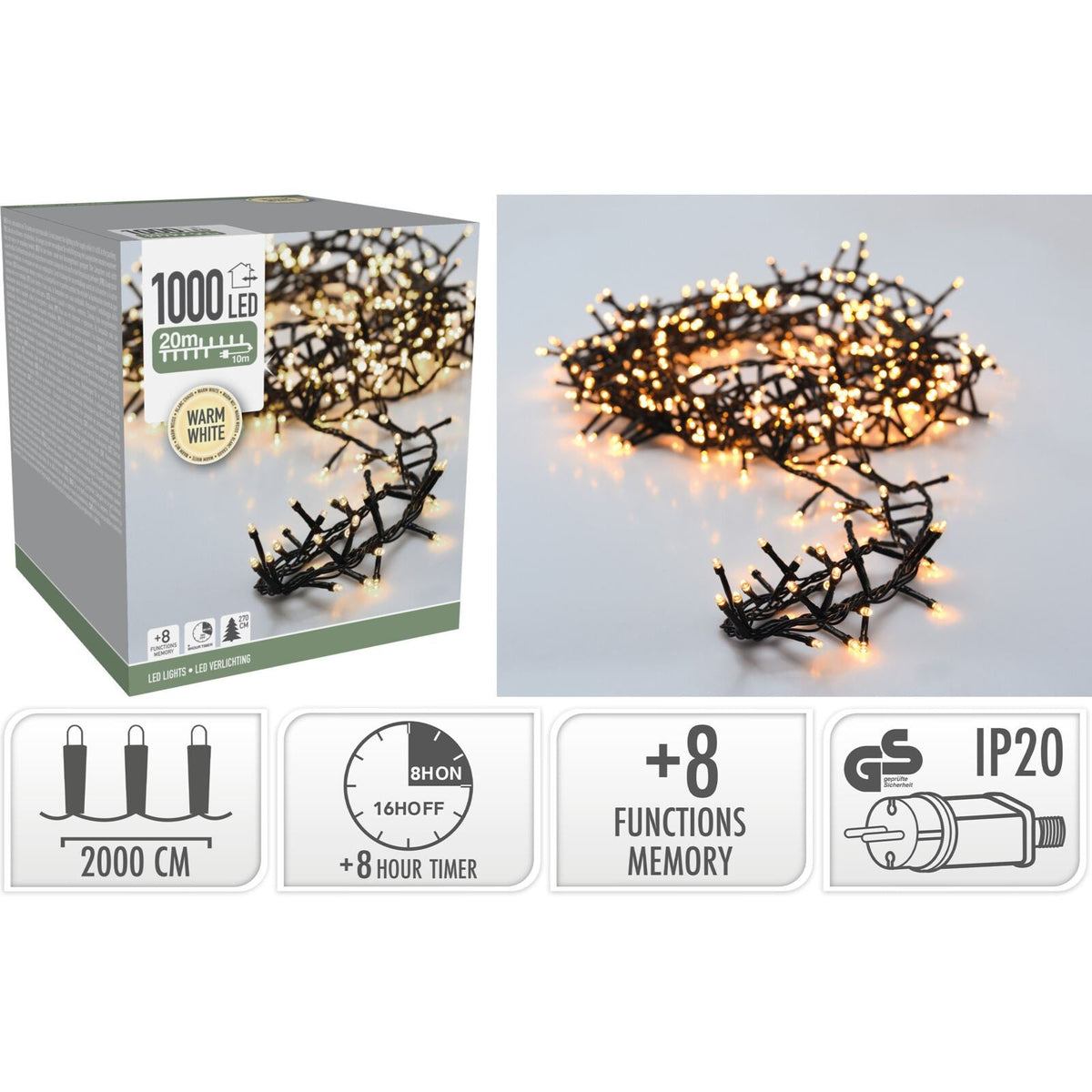 1000 Warm White LED String Lights | Microcluster LEDs for Indoor & Outdoor Fairy Lights - Tophatter Daily Deals