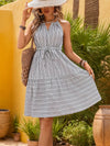 Striped Tie Waist Dress Casual Dresses - Tophatter Daily Deals