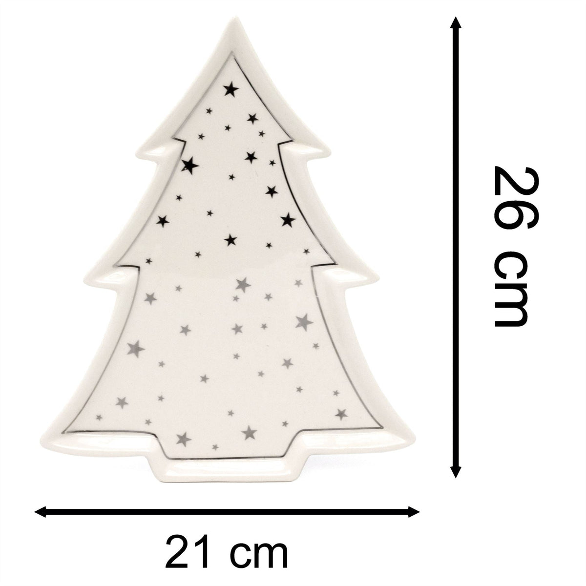 Christmas Tree Trinket Dish | White Ceramic Tree-shaped Trinket Tray - 26cm Plate - Tophatter Daily Deals
