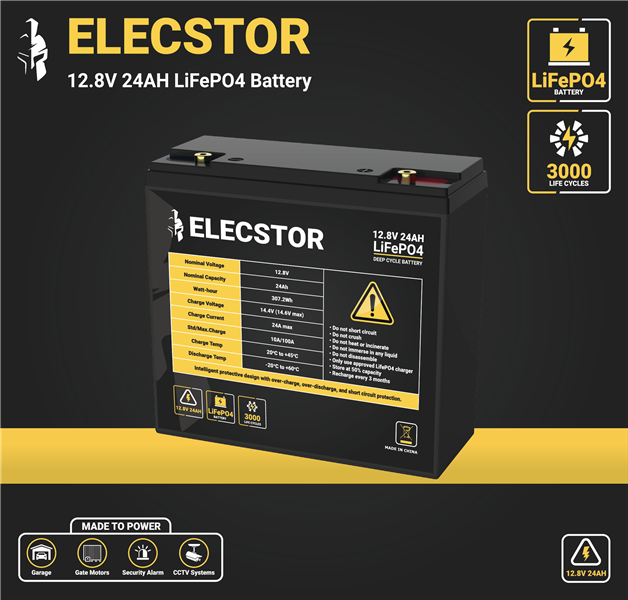 ELECSTOR 12.8V 24AH LIFEPO4 BATTERY - Tophatter's Army Deals MISC - Tophatter Daily Deals