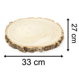 33cm Oval Wooden Tree Trunk Rustic Cake Stand | Large Wedding Birthday Cake Round Display Board | Tree Slice Serving Platter Table Centerpiece