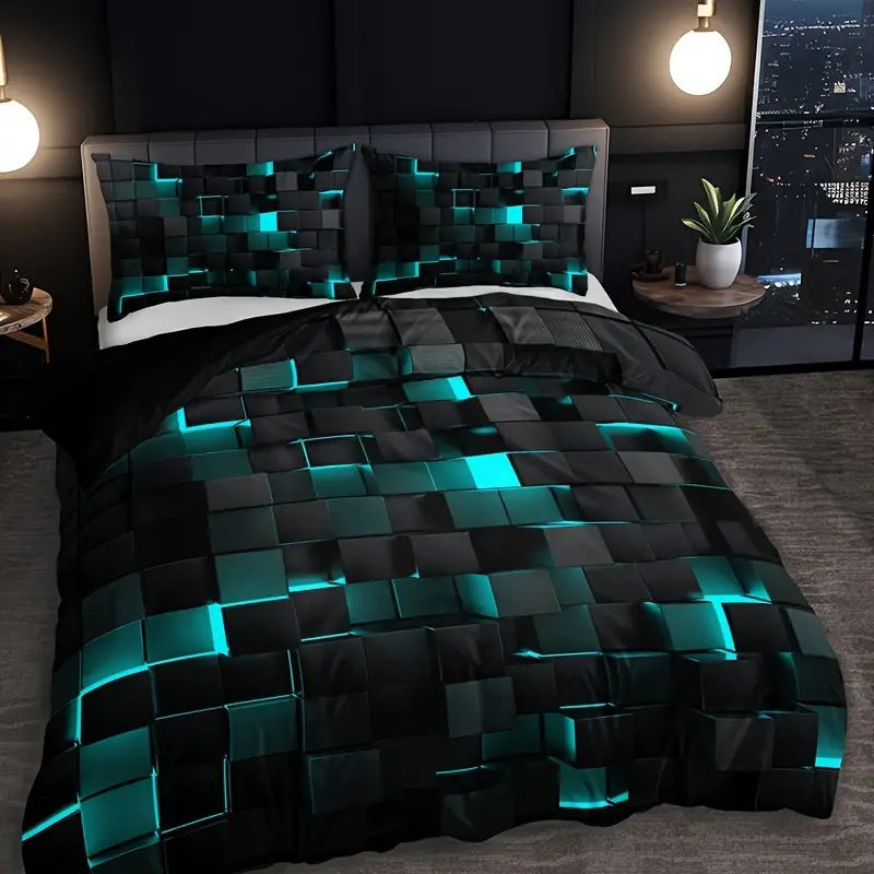Abstract Grid Series Quilt Cover Digital Printing Bedding 3 Style 0 - Tophatter Daily Deals