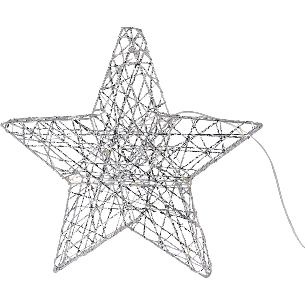 Silver Christmas Star Light | Silver Wire LED Standing Star Decoration - 30cm LED Light - Tophatter Daily Deals
