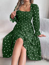 Polka Dot Flounce Sleeve Midi Dress Casual Dresses - Tophatter Daily Deals