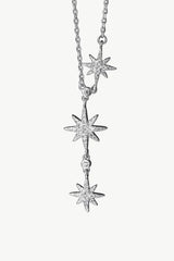 925 Sterling Silver 3 Star Drop Pendant Necklace Necklaces - Tophatter Daily Deals