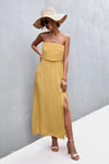 Strapless Split Maxi Dress Casual Dresses - Tophatter Daily Deals