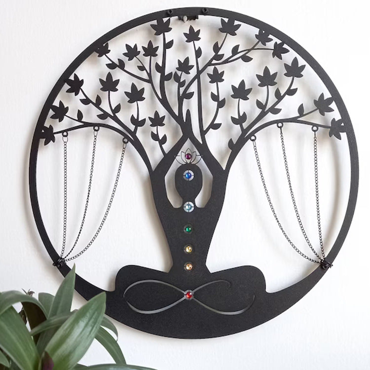 Art Decor Yoga Meditation Wall Hanging Craft Black 0 - Tophatter Daily Deals