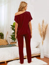 Boat Neck Top and Pants Lounge Set Loungewear Sets - Tophatter Daily Deals