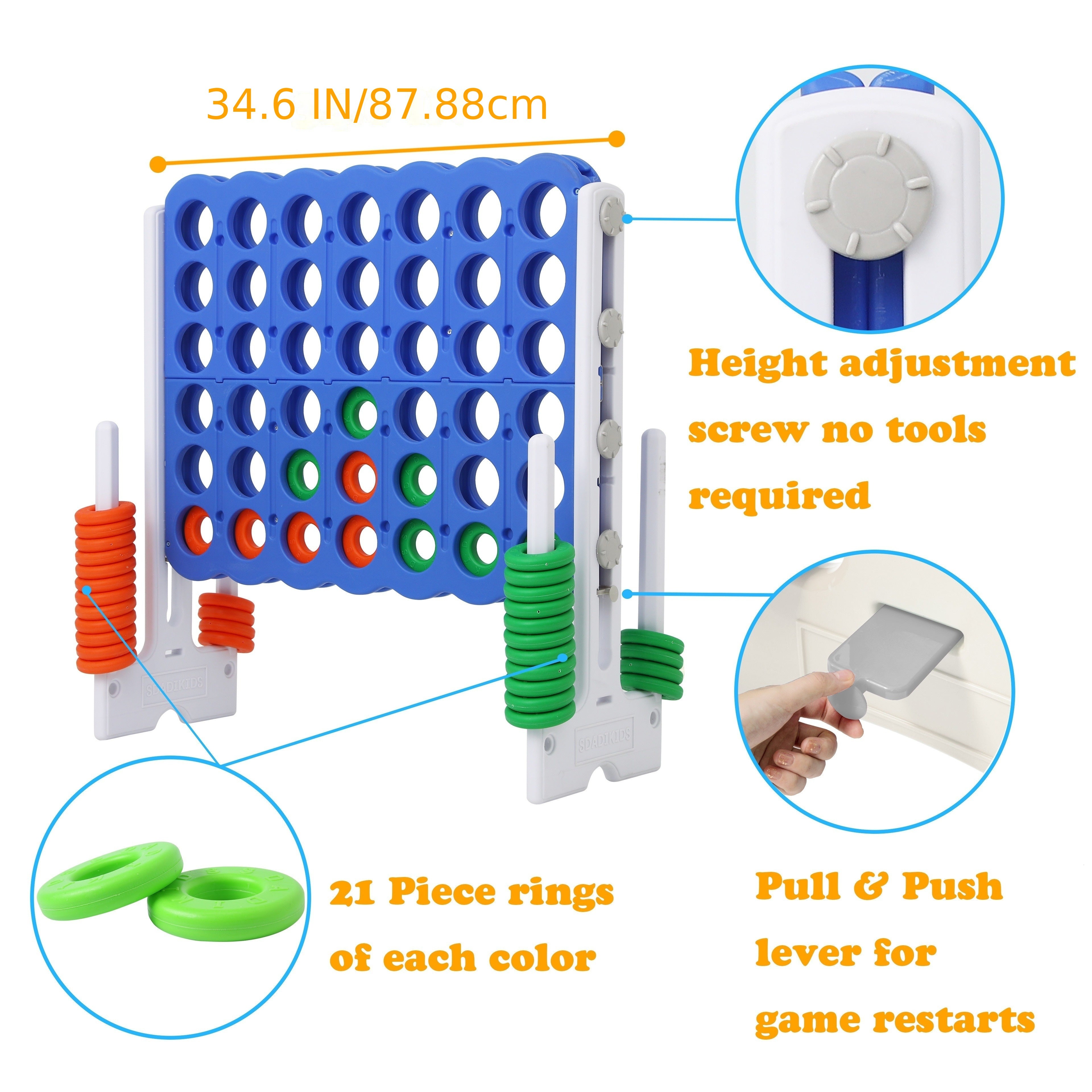Height Adjustable Giant 4-in-A-Row Game Set Toys & Games - Tophatter Daily Deals