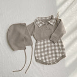 Baby Winter Checkerboard One-piece Newborn Winter Sweater Milky white 0 - Tophatter Daily Deals