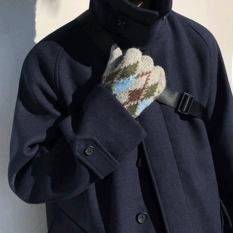 Oversized Men's Trench Coat - Relaxed Woolen, Autumn Blue 3D Changing Face Moving Picture Frame - Tophatter Daily Deals