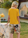 Short Sleeve Top and Printed Shorts Lounge Set Loungewear Sets - Tophatter Daily Deals