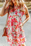 Ruffled Printed Mock Neck Dress Casual Dresses - Tophatter Daily Deals